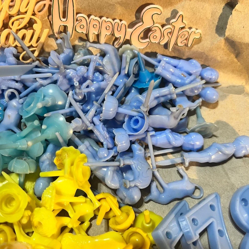Vintage Mixed Lot Plastic Cake Toppers Numbers Ballerinas Flamingos Multi Color